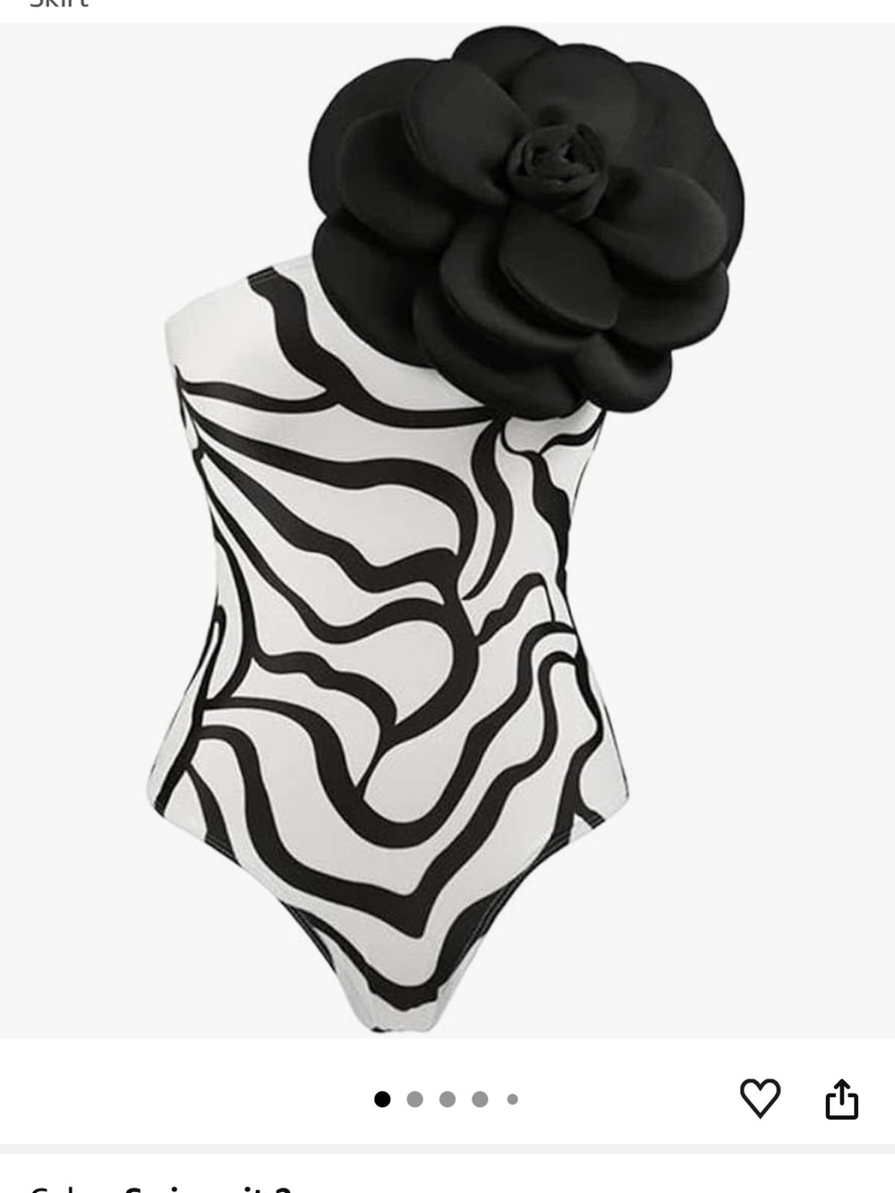 Black & White Wave One-Piece Swimsuit- CLASSY and CHIC
